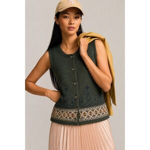 Vintage Pendleton Wool Blend Sweater Vest Olive Green Tapestry Cottagecore M